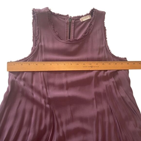 Altar'd State Eggplant Sleeveless Fringe Frayed Shift Dress Size Medium - Picture 9 of 11
